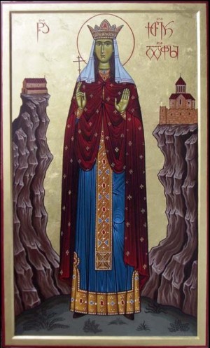 Icono ortodoxo georgiano de la Santa, obra de Shota Tsintsadze.