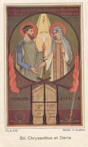 Crisanto y Daría, ejemplo de matrimonio cristiano. Estampa devocional alemana.