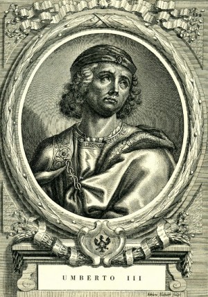 Grabado romántico del Beato Humberto III de Saboya, conde.