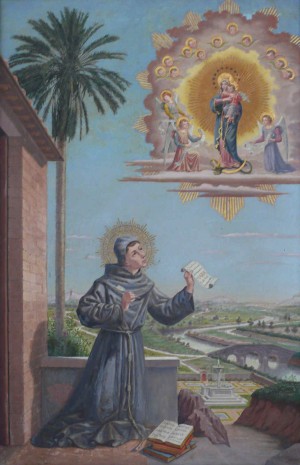 Mosaico del Beato Scoto ante la Inmaculada. Pontificia Università Antonianum, Roma (Italia).
