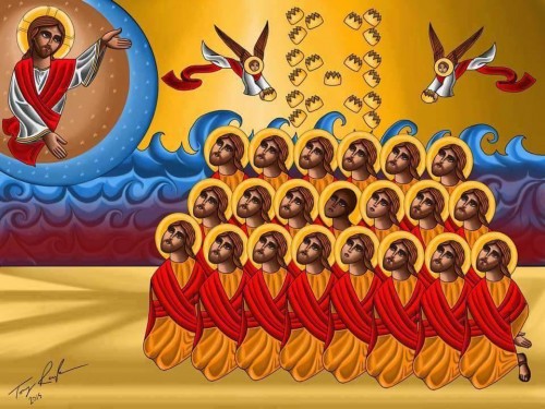 Icono copto de los 21 mártires, obra de Tony Rezk.