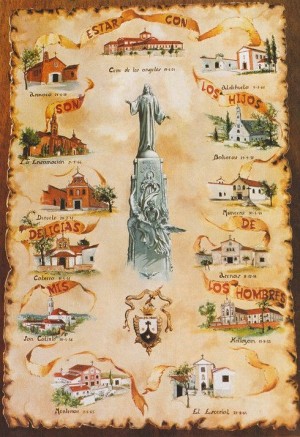Dibujo de los conventos fundados por la Santa.