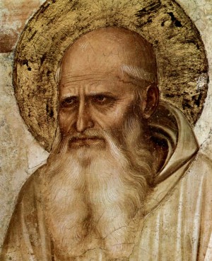 Detalle del rostro del Santo, por Fra Angelico.