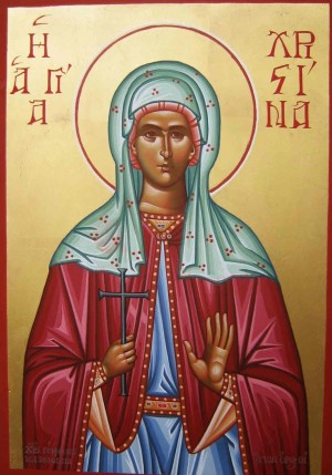 Icono ortodoxo griego de Santa Sira (Cristina) de Persia.