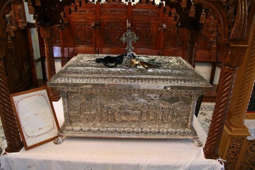 Urna con las reliquias del santo. Ítaca (Grecia).