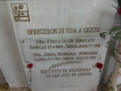 Detalle del sepulcro de las Beatas Fidela y Josefa. Gandia, España.