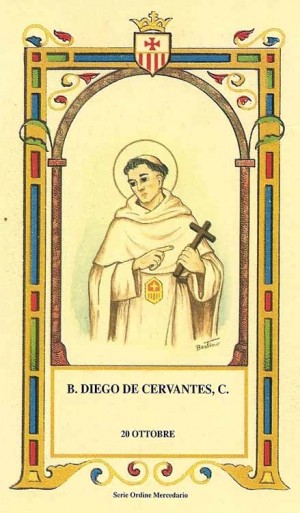Estampa del Beato Diego de Cervantes, perteneciente a la serie del ilustrador Alberto Boccali ("Bertino").