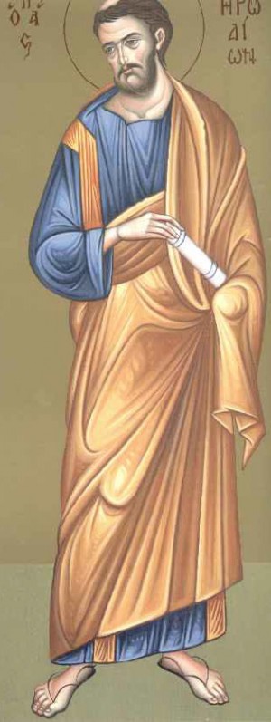 Icono ortodoxo griego de San Herodes o Herodión, apóstol mártir.
