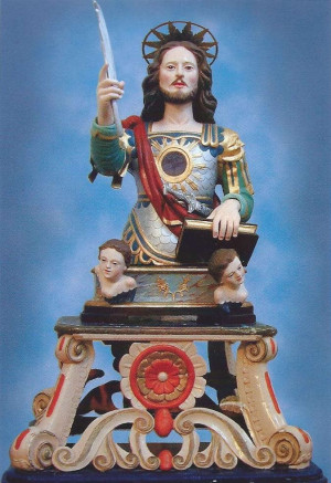 Busto-relicario de San Félix venerado en Montepaone, Italia.