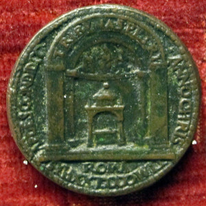 Medalla de Pablo II (1470), reverso mostrando la Tribuna Petri.