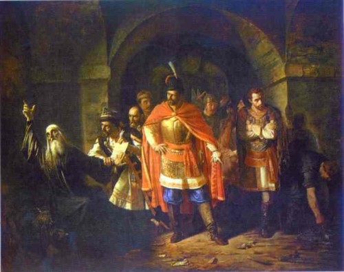 El Patriarca San Hermógenes se niega a firmar la escritura. Lienzo historicista de Pavel Tchistyakov, año 1860.